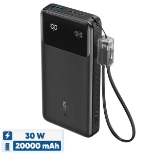 پاوربانک 30 وات انکر مدل A1384 ظرفیت 20000 میلی‌آمپرساعت به همراه کابل USB-C