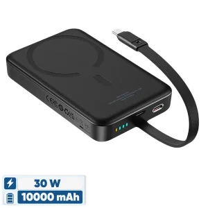 پاوربانک بی‌سیم 30 وات باسئوس مدل Magnetic Mini ظرفیت 10000 میلی‌آمپرساعت