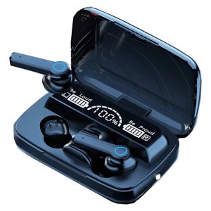 هدفون بلوتوثی مدل air pods m19 بدون قابلیت نویز کنسلینگ، درگاه شارژ microUSB، دارای کنترلر لمسی روی گوشیها، امکان استفاده از محفظه شارژ به عنوان پاور بانک