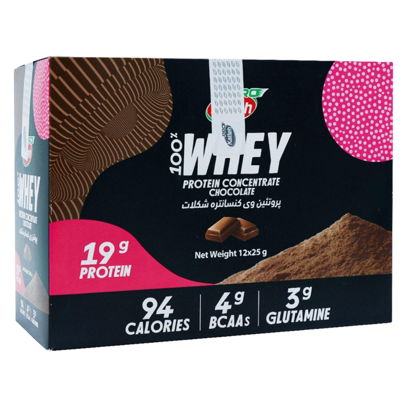 پروتئین وی با طعم شکلات کاله پرو – 25 گرم بسته 12 عددی