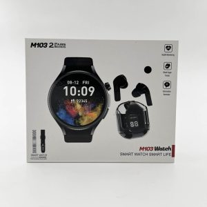 ساعت هوشمند 44 میلی متری مدل M103 با بند سلیکونی به همراه هندزفری بیسیم