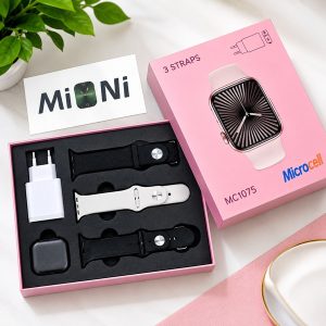 ساعت هوشمند 41 میلی‌متری میکروسل مدل Mc1075 Mini با بند سیلیکونی، سازگار با سیستم عامل iOS و Android، به همراه ۳ بند