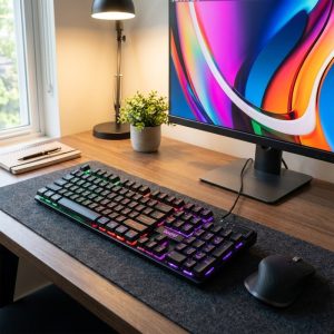 کیبورد بیاند مدل BK-7120 RGB، سوئیچ ممبران، Full-Size، نورپردازی LED RGB