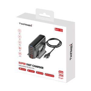 شارژر رومیزی 165 وات شش پورت تویین مکس مدل MV-32
